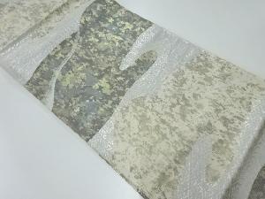 リサイクル　引箔霞に抽象模様織出し袋帯